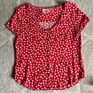 Maeve Red Polka Dot Blouse